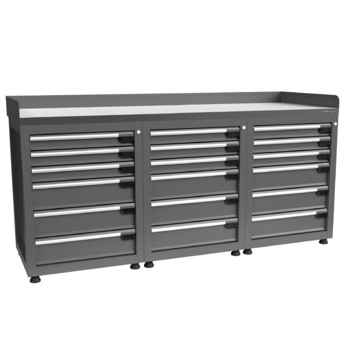 Kraftmeister Pro établi 18 tiroirs inox 200 cm gris