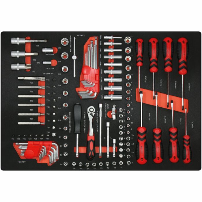 Insert d'outil 8. Ensemble à cliquet, douilles, tournevis, clés hexagonales et Torx - 116 pièces