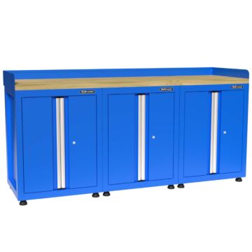 Kraftmeister Premium établi 6 portes bois de caoutchouc bleu