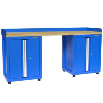 Kraftmeister Premium établi 4 portes bois de caoutchouc bleu