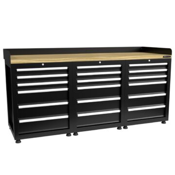 Kraftmeister Pro établi 18 tiroirs chêne 200 cm noir