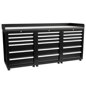 Kraftmeister Pro établi 18 tiroirs inox 200 cm noir