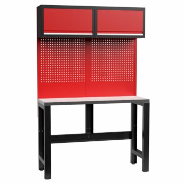 Kraftmeister Standard établi avec 2 armoires murales inox 136 cm rouge