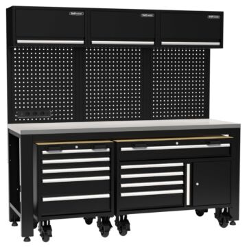 Kraftmeister Pro mobilier d'atelier avec chariots inox noir