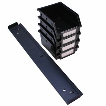 Kraftmeister ensemble de bacs de rangement 14 x 10,5 cm avec support noir