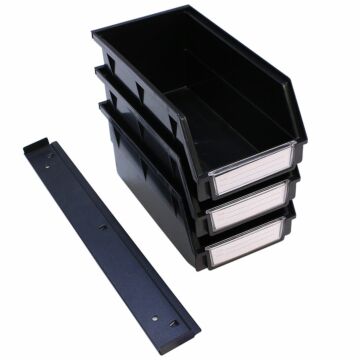 Kraftmeister ensemble de bacs de rangement 27 x 14 cm avec support noir